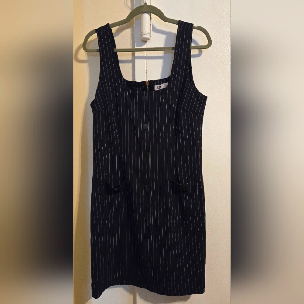 Pinstripe Button Up Zip Dress